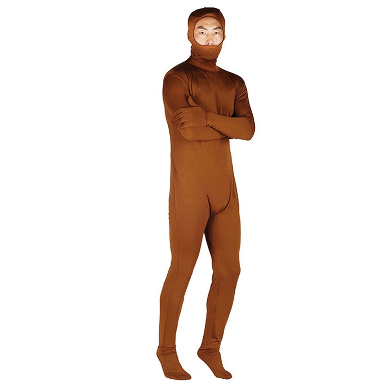 Morph Suit Coffee Brown Unicolor Zentai Suits Full Body Lycra Spandex Jumpsuit