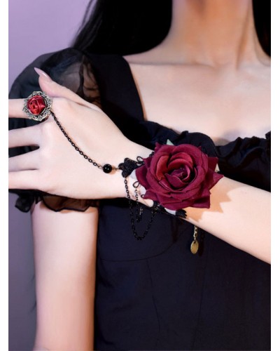 Lolita Accessories Black Rose Chains Polyester Accessory Miscellaneous Steampunk Gothic