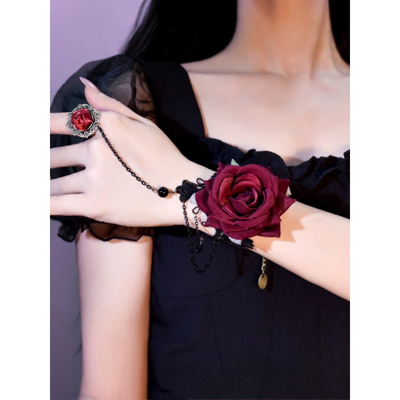 Lolita Accessories Black Rose Chains Polyester Accessory Miscellaneous Steampunk Gothic