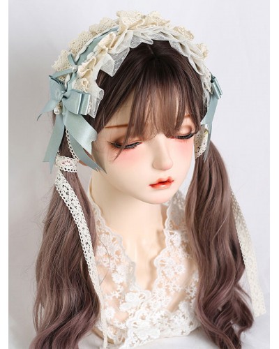 Style Lolita Accessories Green Ruffles Lace Headwear Polyester Miscellaneous Sweet ROCOCO