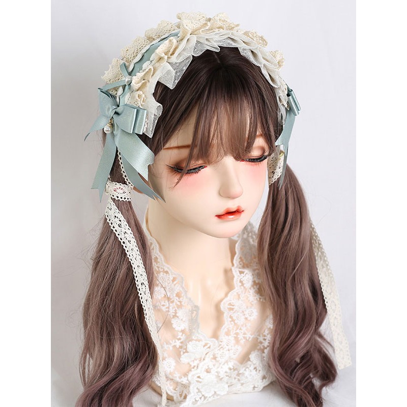 Style Lolita Accessories Green Ruffles Lace Headwear Polyester Miscellaneous Sweet ROCOCO