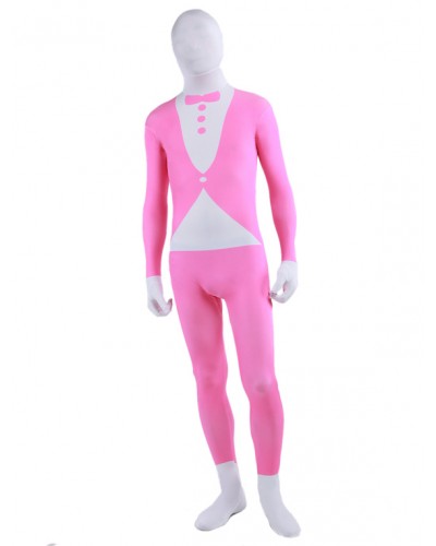 Unisex Morph Suit Pink Tuxedo Pattern Zentai Suit Full Body Lycra Spandex Bodysuit