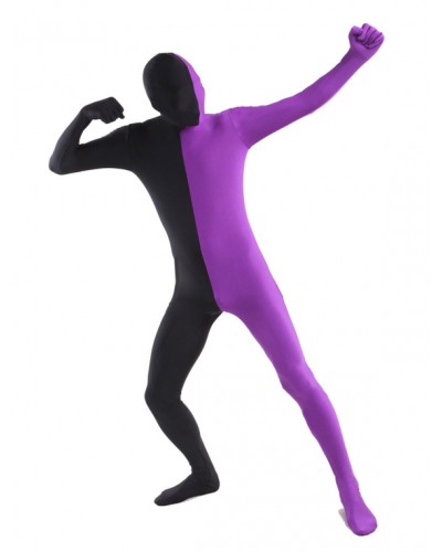 Unisex Morph Suit Purple And Black Lycra Spandex Zentai Suit Full Body Suit