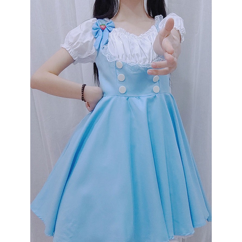 Sweet Lolita Dress Polyester Short Sleeves Dress