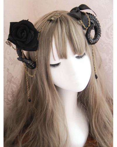 Gothic Lolita Hair Accessory Bow Rose Cavel Metallic Satin Lolita Hair Clip Accessories Tea Party