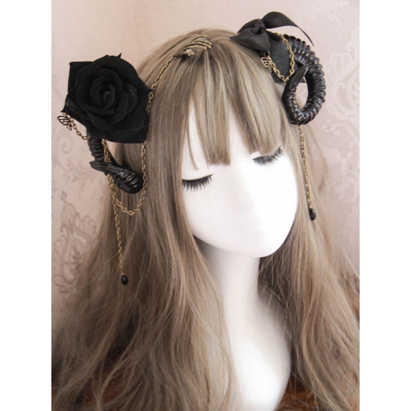 Gothic Lolita Hair Accessory Bow Rose Cavel Metallic Satin Lolita Hair Clip Accessories Tea Party