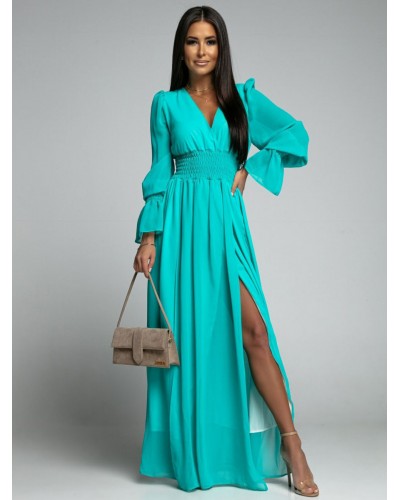 Women Maxi Dress V-Neck Long Sleeves Long Dress Bohemian Spring Summer