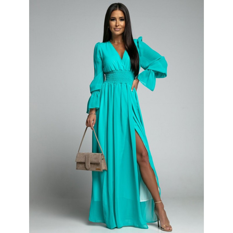 Women Maxi Dress V-Neck Long Sleeves Long Dress Bohemian Spring Summer