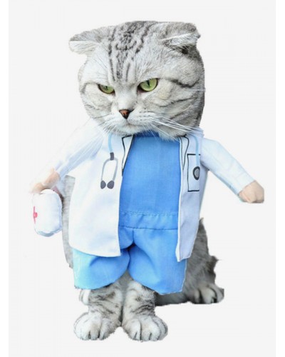 Pet Costume Doctor Light Sky Blue Clothes Polyester Pet Supply Outdoor