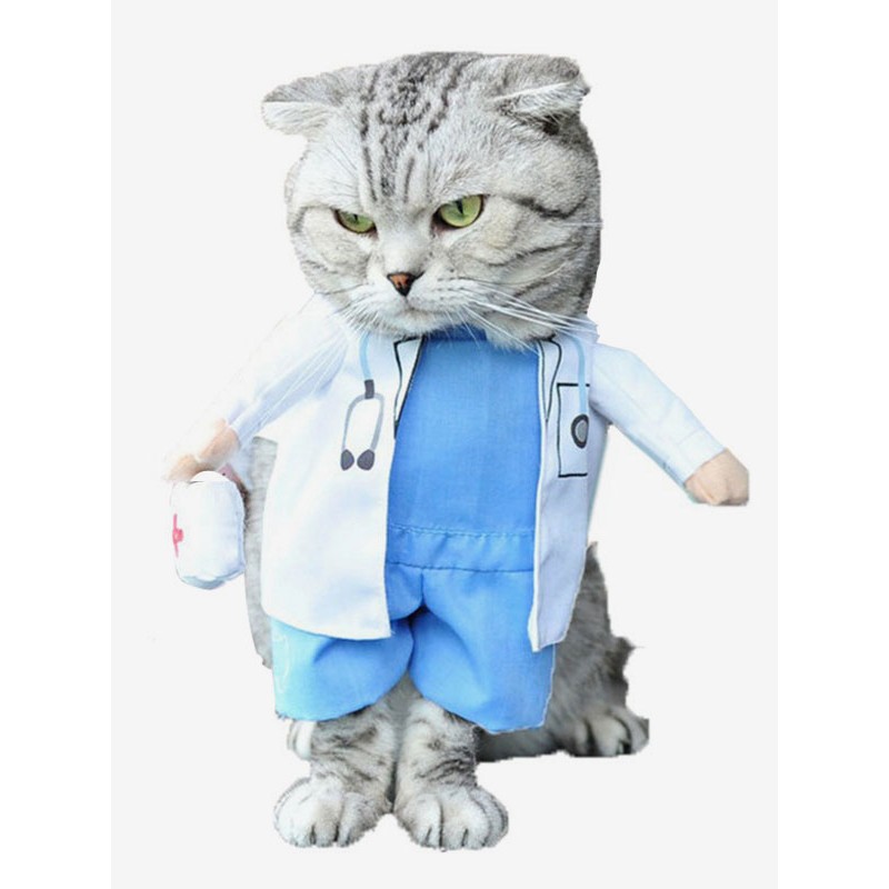 Pet Costume Doctor Light Sky Blue Clothes Polyester Pet Supply Outdoor