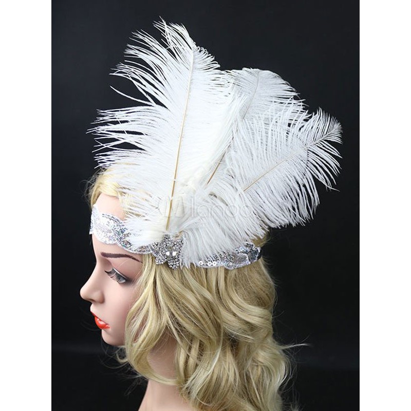 1920s Fashion Flapper Feather Headband Vintage Costume Accessories For Women Halloween Party