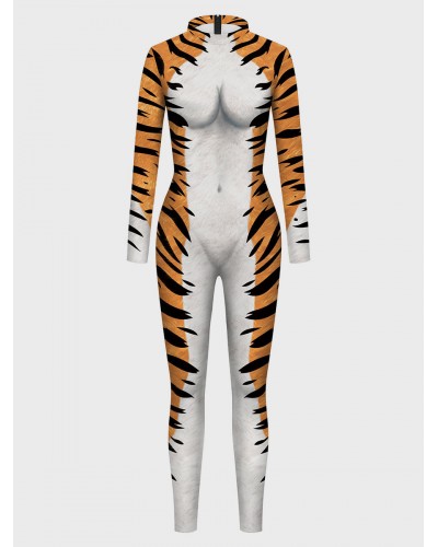 Women Halloween Zentai Jumpsuit 's Leopard Jumpsuit Leotard Skeleton Halloween Scary Lycra Spandex Catsuit