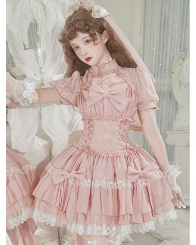 Sweet Lolita Dress Polyester Short Sleeves Dress