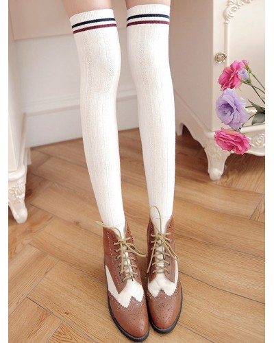 Cotton Lolita Stocking Stripe Knit Lolita Knee High Socks