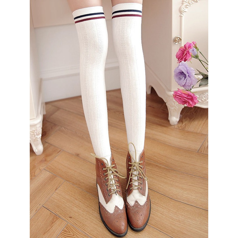 Cotton Lolita Stocking Stripe Knit Lolita Knee High Socks