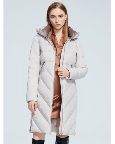 Women Winter Outerwear Hooded Zipper Layered Trench Coat Quilted Coat Street Wear Daily Casual