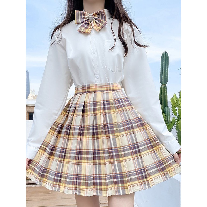 Sweet Lolita Mini Skirt Plaid Pattern Bows Polyester Mini Skirt Academic Spring Summer