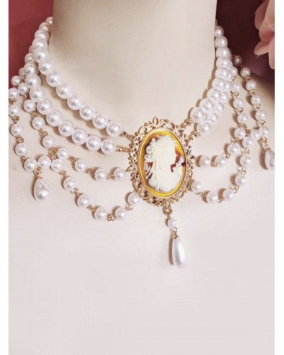 Style Lolita Accessories White Pearls Accessory Miscellaneous Necklace Sweet ROCOCO Daily Casual Tea Party