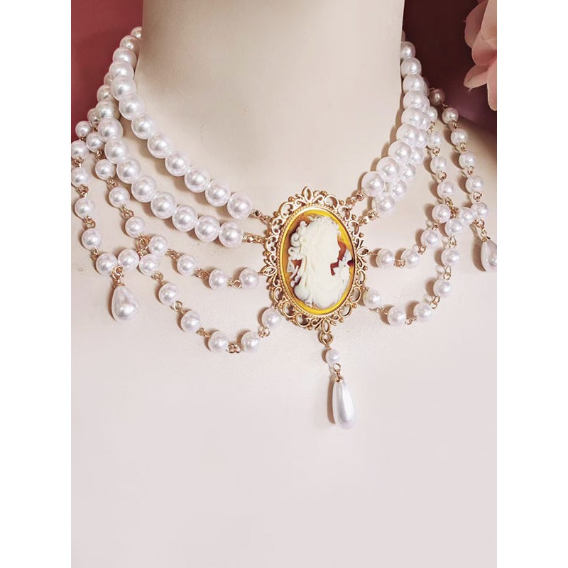 Style Lolita Accessories White Pearls Accessory Miscellaneous Necklace Sweet ROCOCO Daily Casual Tea Party