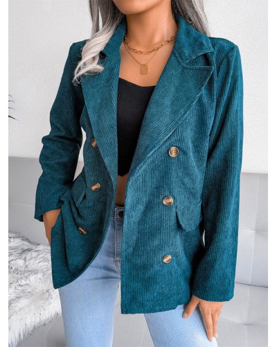 Women's Jackets Turndown Collar Front Button Buttons Street Wear Green Jacket For Women Casual Fall