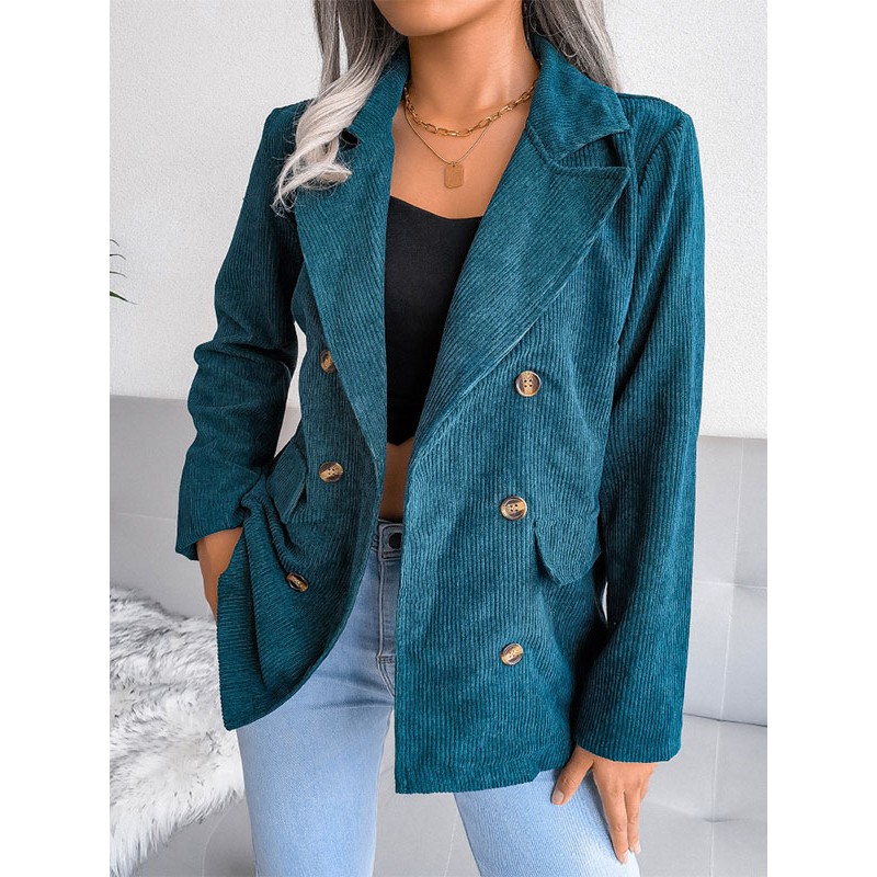 Women's Jackets Turndown Collar Front Button Buttons Street Wear Green Jacket For Women Casual Fall