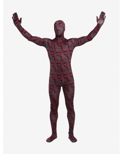 Unisex Morph Suit Brick Red Geometric Pattern Zentai Suit Full Body Lycra Spandex Bodysuit