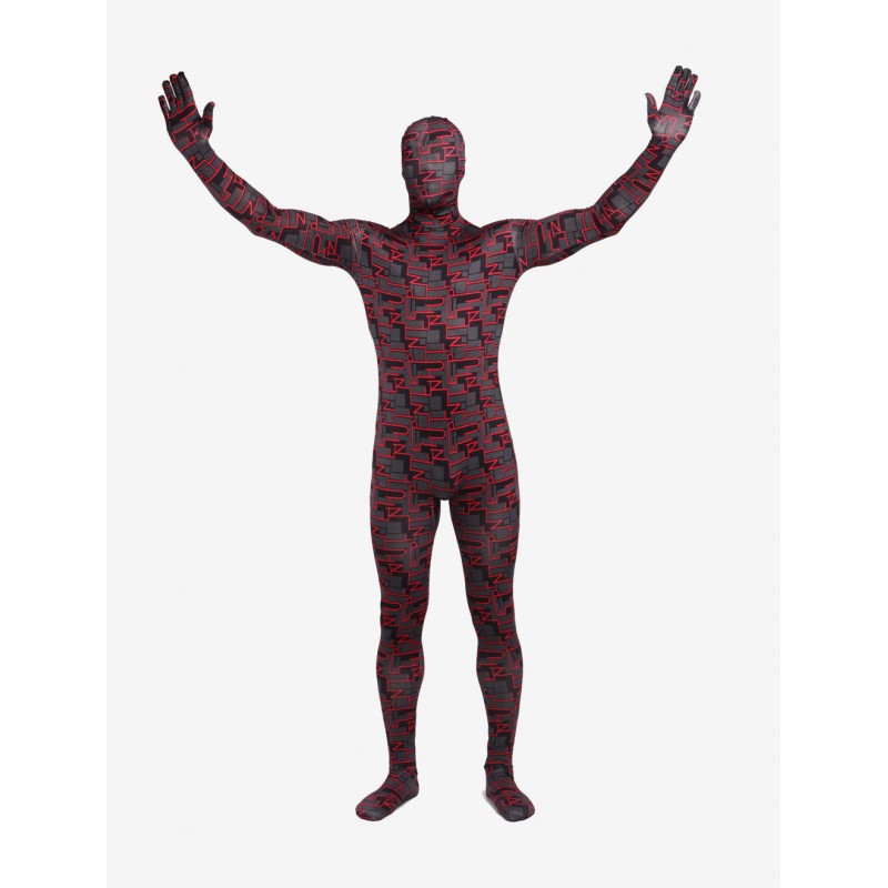 Unisex Morph Suit Brick Red Geometric Pattern Zentai Suit Full Body Lycra Spandex Bodysuit