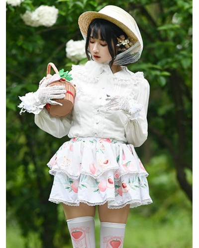 Lolita Overskirt Lace Ecru White Fruit Pattern Lolita Skirts Sweet Spring Summer Fall Winter