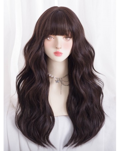 Lolita Wigs Long Tousled Heat-resistant Fiber Brownish Black Lolita Accessories Sweet Daily Casual Tea Party