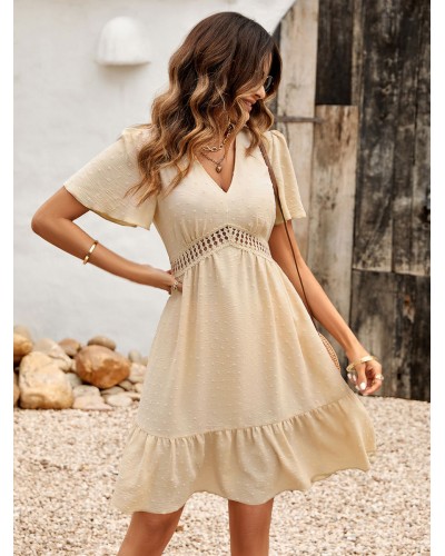 Mini Dresses Light Green Short Sleeves Short Dress Summer Street Wear Daily Casual