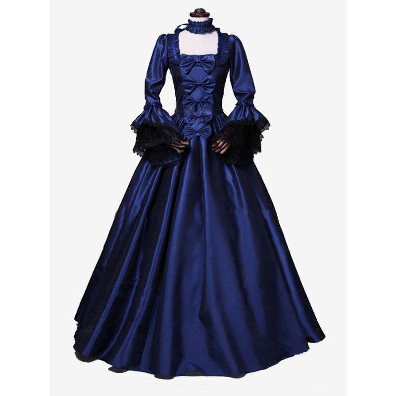 Women Burgundy Costumes 's Bows Lace Polyester Dress Marie Antoinette Costume Vintage Clothing Tunic Royal Retro