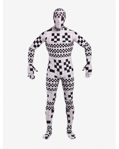 Unisex Morph Suit Black Geometric Pattern Zentai Suit Full Body Lycra Spandex Bodysuit