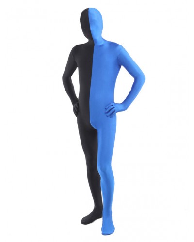 Unisex Morph Suit Black And Blue Lycra Spandex Zentai Suit Full Body Suit