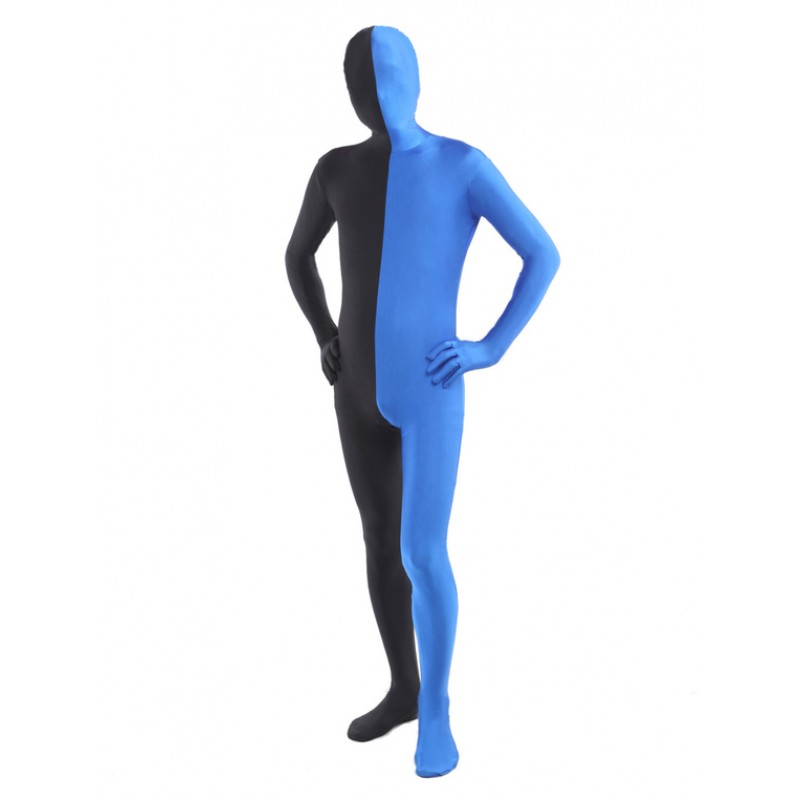 Unisex Morph Suit Black And Blue Lycra Spandex Zentai Suit Full Body Suit