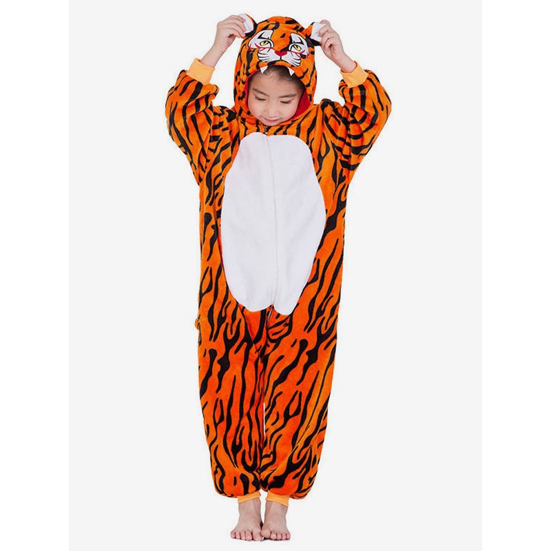 Tiger Kigurumi Onesie Pajamas Kids Flannel Sleepwear Mascot Animal Halloween Costume Onesie Pajamas Jumpsuits Fall Winter