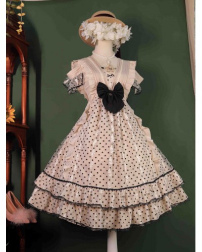 Lolita Dress Short Sleeves Bows Dress Sweet Spring Summer Fall