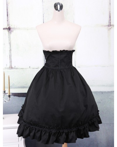 Black Cotton Ruffles Lolita Skirt Gothic Summer Daily Casual