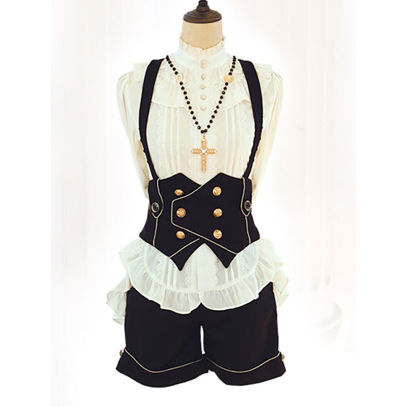 Lolita Specials Lolita Top Vest Costumes Black Sleeveless Lace Up Gilets Steampunk Gothic Daily Casual Tea Party