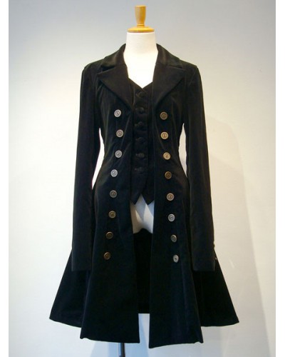 Gothic Lolita Corduroy Double Breasted Fake 2 Piece Pleated Lolita Overcoat Coat Night Out Daily Casual Party Tea Party