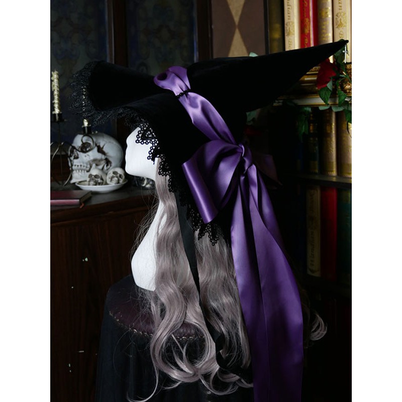 Gothic Lolita Hat Bows Lace Accessory Lace Bow Polyester Purple Lolita Witch Hat Accessories Daily Casual Tea Party