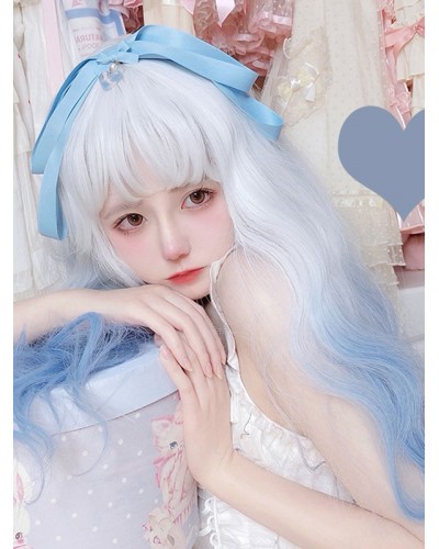 Lolita Wigs Long Heat-resistant Fiber Light Sky Blue Lolita Accessories Sweet Harajuku Fashion ROCOCO Daily Casual Tea Party