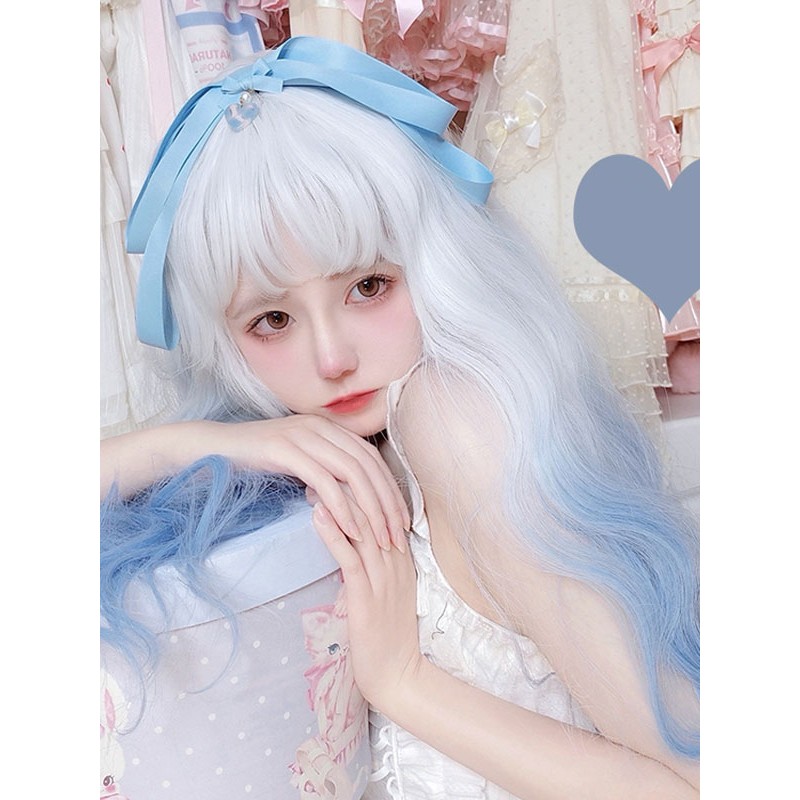 Lolita Wigs Long Heat-resistant Fiber Light Sky Blue Lolita Accessories Sweet Harajuku Fashion ROCOCO Daily Casual Tea Party