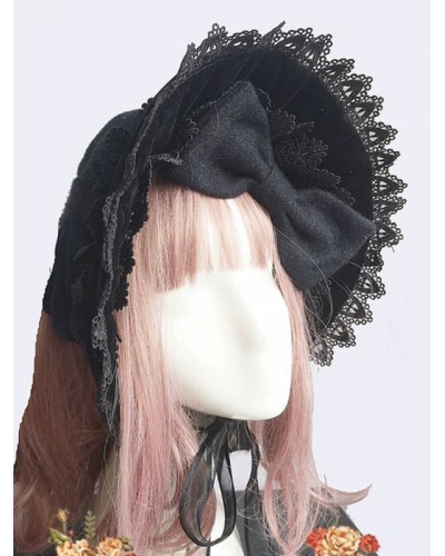 Classic Lolita Hat Infanta Black Bows Accessory Lolita Accessories Gothic Classic  Traditional