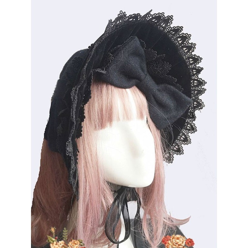 Classic Lolita Hat Infanta Black Bows Accessory Lolita Accessories Gothic Classic  Traditional