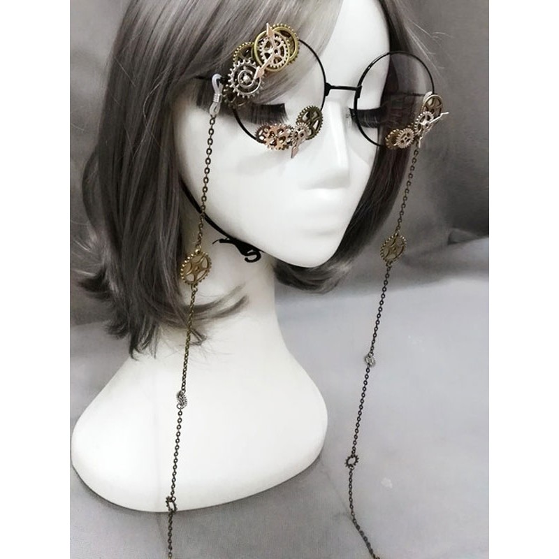 Vintage Lolita Glasses Gear Chains Bronze Lolita Costume Accessories Steampunk Daily Casual