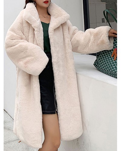 Women Faux Fur Coats Long Winter Outerwear Casual