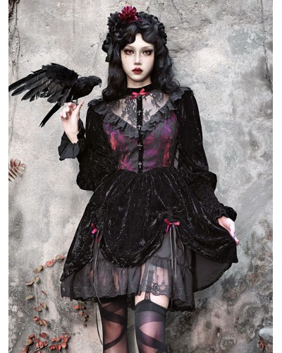 Gothic Lolita Dresses Lace Black Black