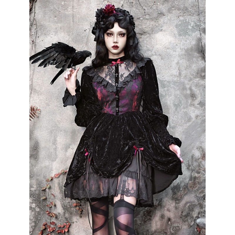 Gothic Lolita Dresses Lace Black Black