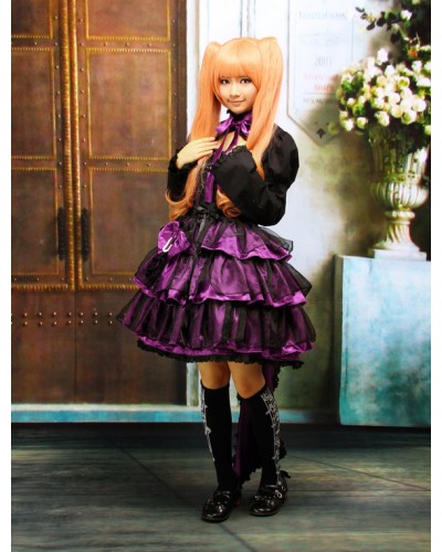 Multi-Layer Purple Cotton Long Sleeves Gothic Lolita Dress