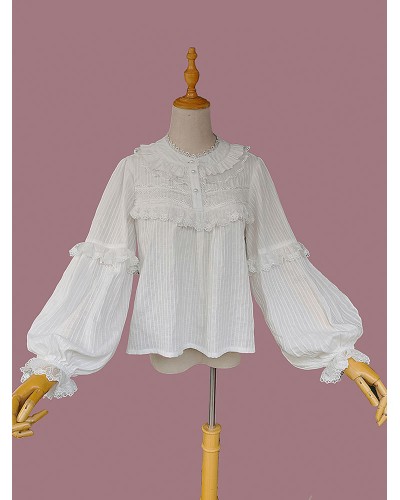 Classic Lolita Blouses Infanta White Long Sleeves Lolita Shirt Spring